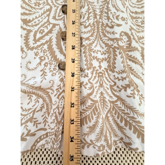 Ann Taylor LOFT Sheath Shirt Dress Sz 4P Linen Blend Button Front Paisley Beige - Picture 5 of 9